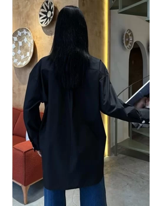 Kalp Nakışlı Ve Düğme Detaylı Oversize Gömlek 3430
