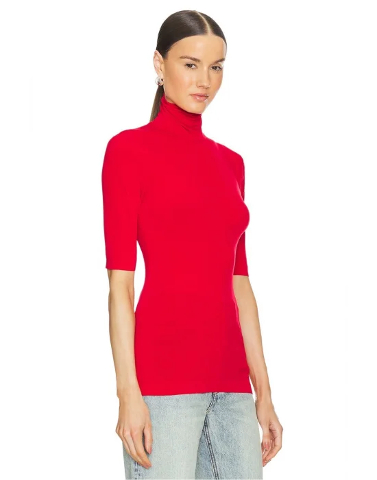 Kırmızı Balıkçı Yaka Kısa Kol Bluz