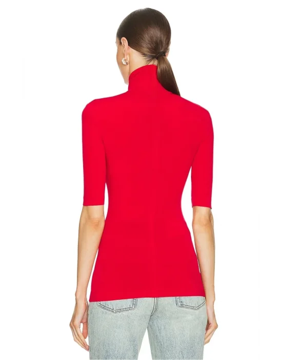 Kırmızı Balıkçı Yaka Kısa Kol Bluz