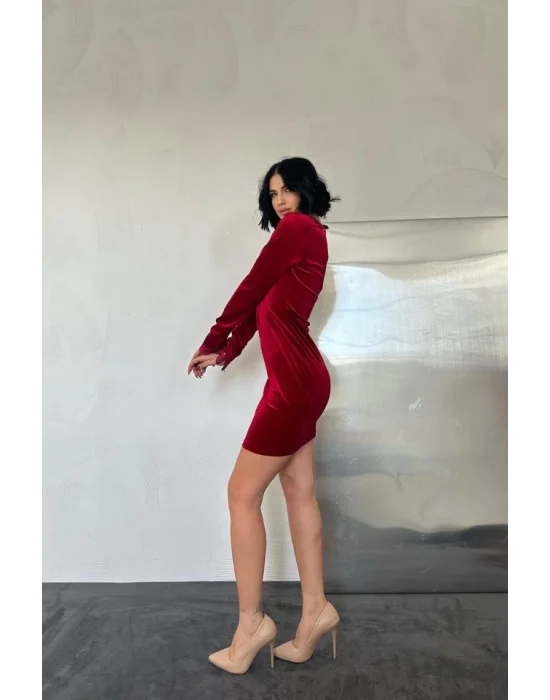 Siyah Yaka Ve Kol Dantelli Mini Elbise