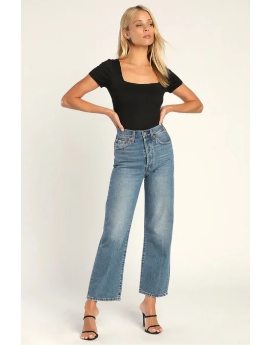 Kısa Kol Kare Yaka Ipek Jarse Bodysuit