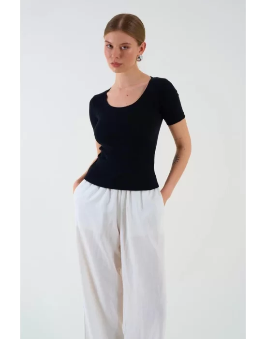 Kısa Kollu T-shirt - Siyah
