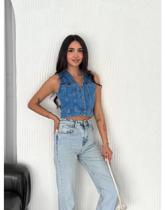 Kot Jeans Yelek - Mavi