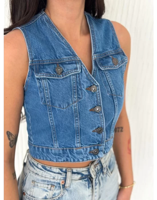 Kot Jeans Yelek - Mavi