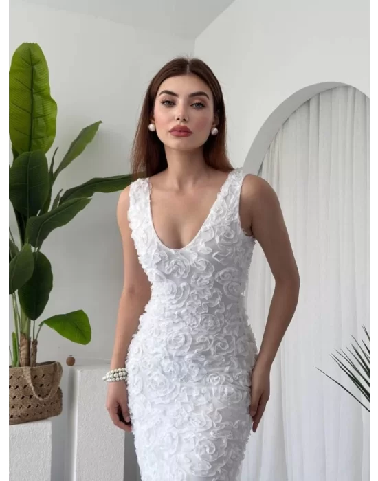 Kren Gül Detaylı Elbise