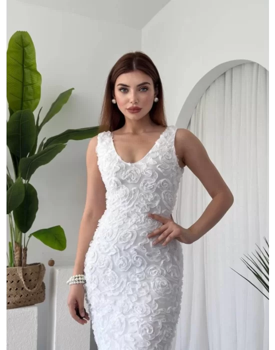 Kren Gül Detaylı Elbise