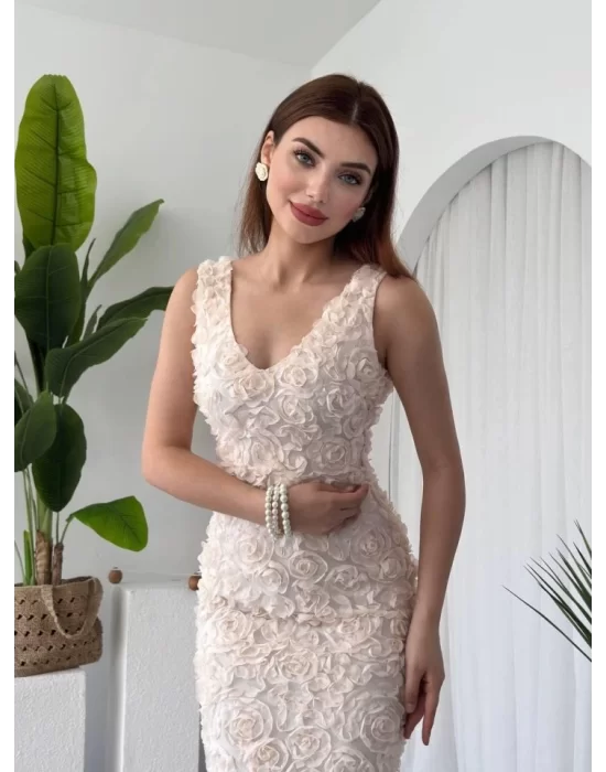 Kren Gül Detaylı Elbise