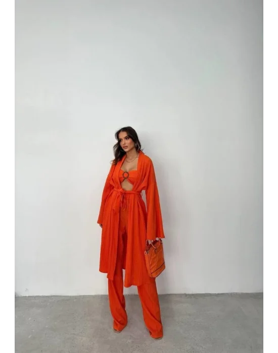KRINKILL BÜSTİYER-PANTOLON-KİMONO TAKIM - Orange
