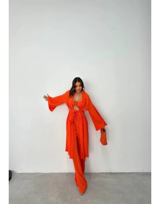 KRINKILL BÜSTİYER-PANTOLON-KİMONO TAKIM - Orange