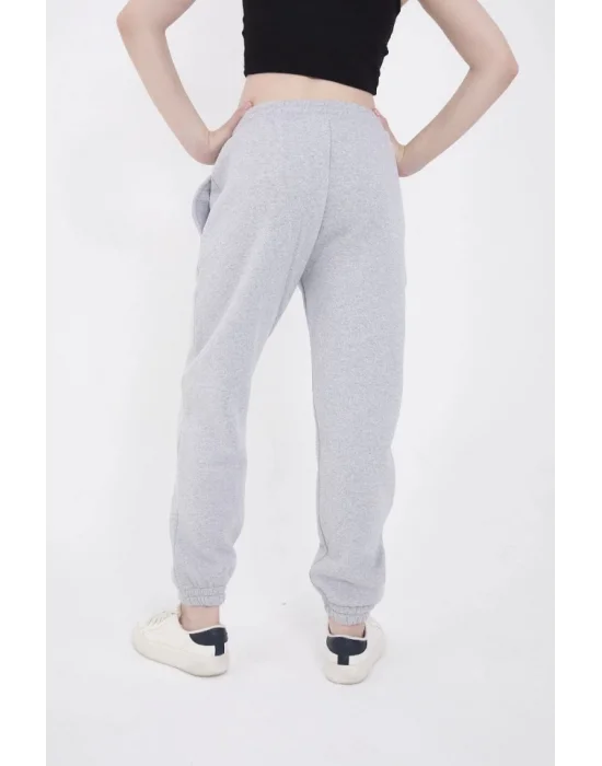 Lastikli Baskılı Eşofman Pantolon - Gri