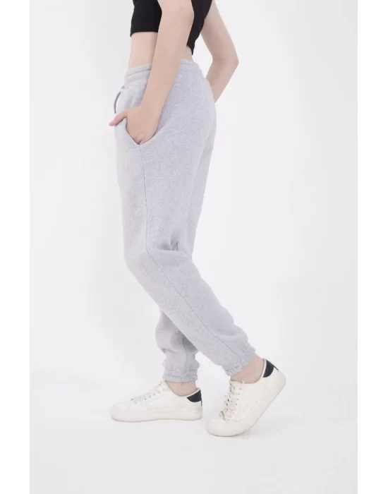 Lastikli Baskılı Eşofman Pantolon - Gri