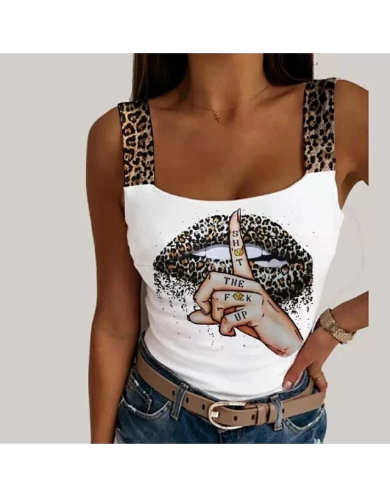 Leopar Baskılı, Leopar Askılı Viskon Bluz