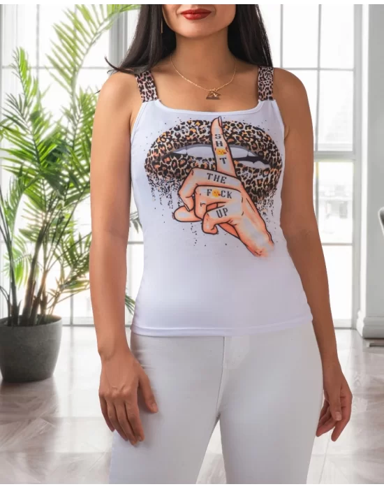 Leopar Baskılı, Leopar Askılı Viskon Bluz