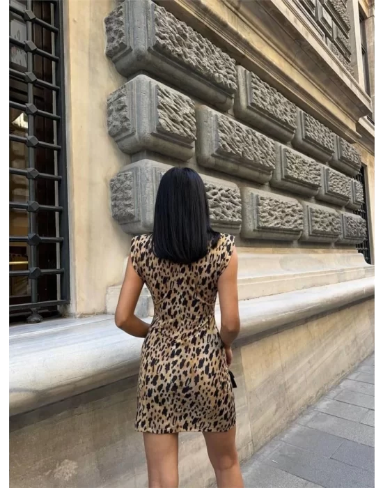 LEOPAR KISA ELBİSE SANDY - Leopar