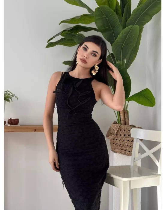 Lers Çiçek Detaylı Elbise