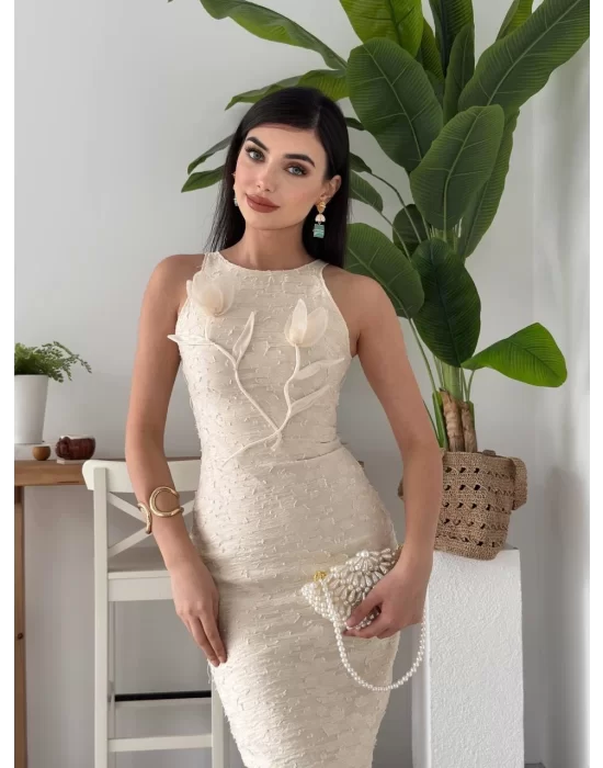 Lers Çiçek Detaylı Elbise