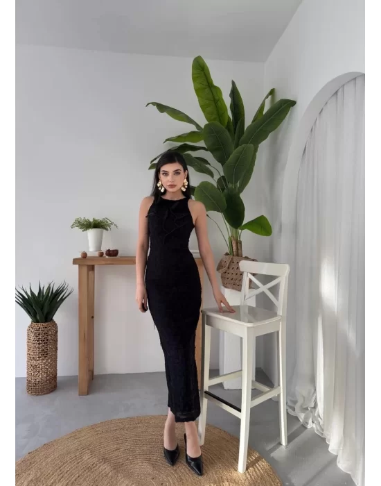 Lers Çiçek Detaylı Elbise