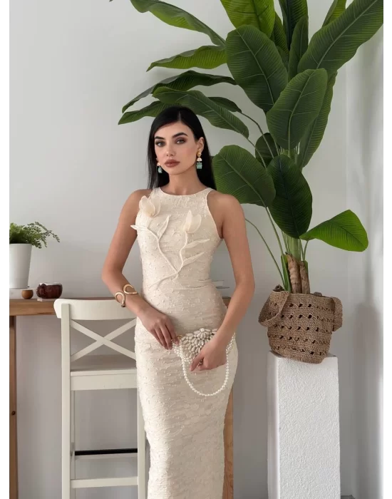 Lers Çiçek Detaylı Elbise