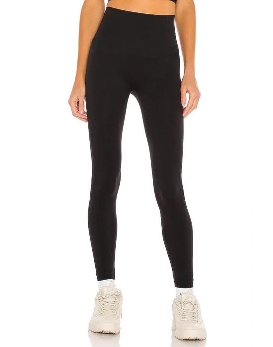 MetuCa Kadın Siyah Yüksek Bel Toparlayıcı Likralı İpek Jarse Kumaş Spor ve Günlük Tayt