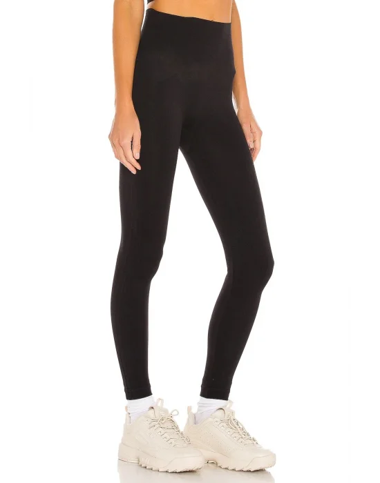 MetuCa Kadın Siyah Yüksek Bel Toparlayıcı Likralı İpek Jarse Kumaş Spor ve Günlük Tayt