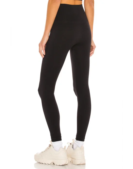 MetuCa Kadın Siyah Yüksek Bel Toparlayıcı Likralı İpek Jarse Kumaş Spor ve Günlük Tayt