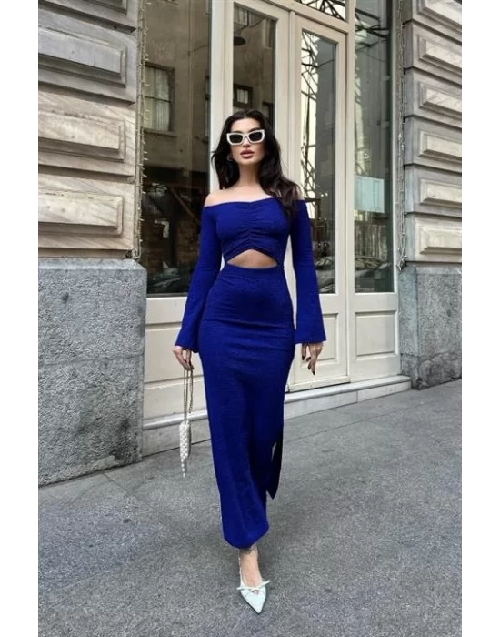 Lita Cut Out Büzgülü Elbise 2715-8