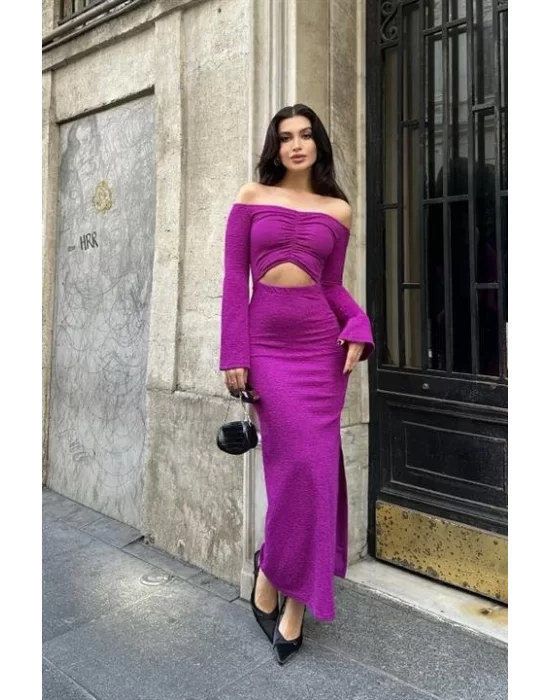 Lita Cut Out Büzgülü Elbise 2715-8