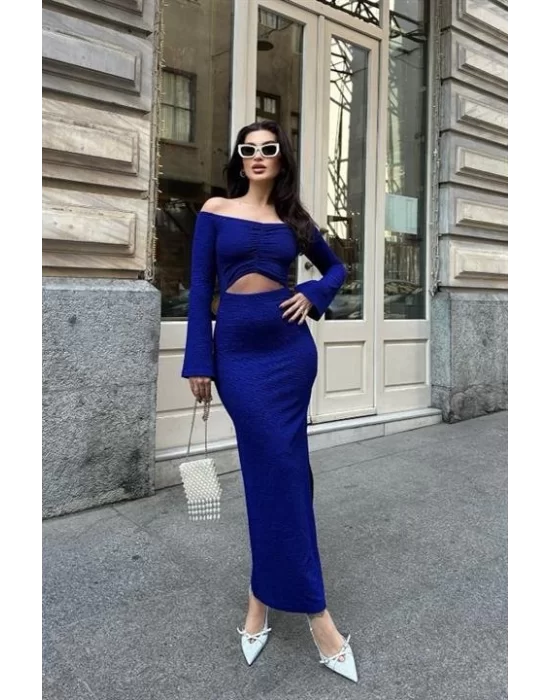 Lita Cut Out Büzgülü Elbise 2715-8