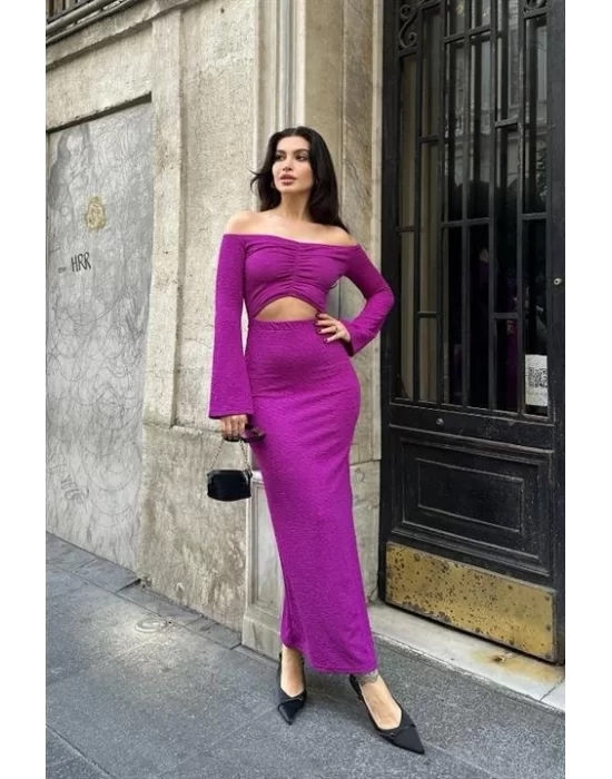 Lita Cut Out Büzgülü Elbise 2715-8