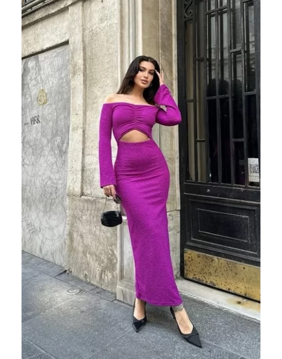 Lita Cut Out Büzgülü Elbise 2715-8