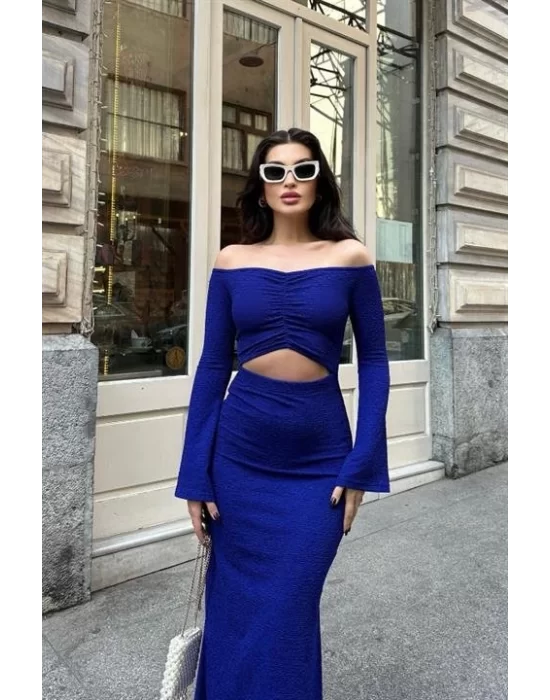 Lita Cut Out Büzgülü Elbise 2715-8
