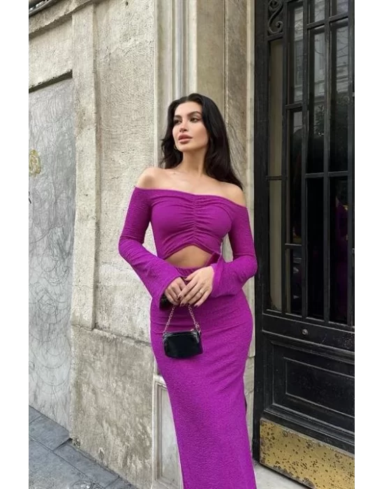 Lita Cut Out Büzgülü Elbise 2715-8