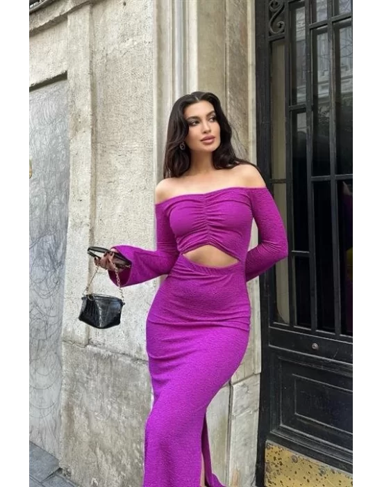 Lita Cut Out Büzgülü Elbise 2715-8