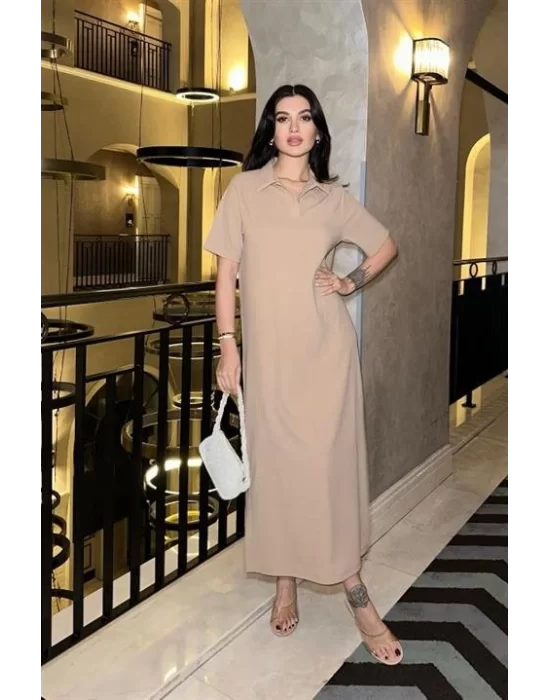 Manque Polo Yaka Yırtmaçlı Elbise 2689-8