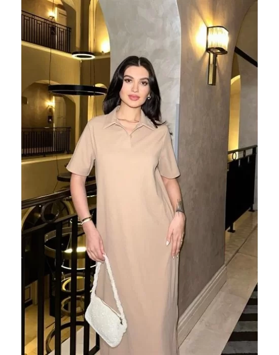 Manque Polo Yaka Yırtmaçlı Elbise 2689-8