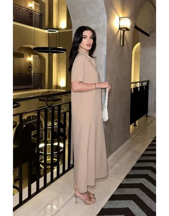 Manque Polo Yaka Yırtmaçlı Elbise 2689-8