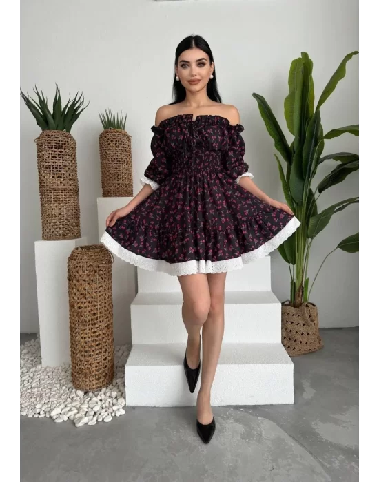 Marne Beli Lastikli Mini Elbise