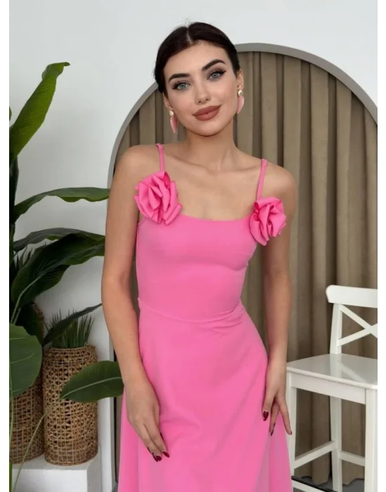 Matilda Gül İp Askılı Elbise