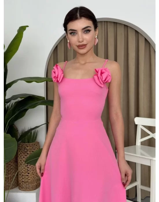 Matilda Gül İp Askılı Elbise
