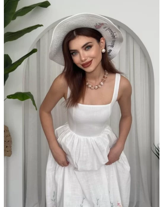 Mazi Çiçek Desenli Elbise