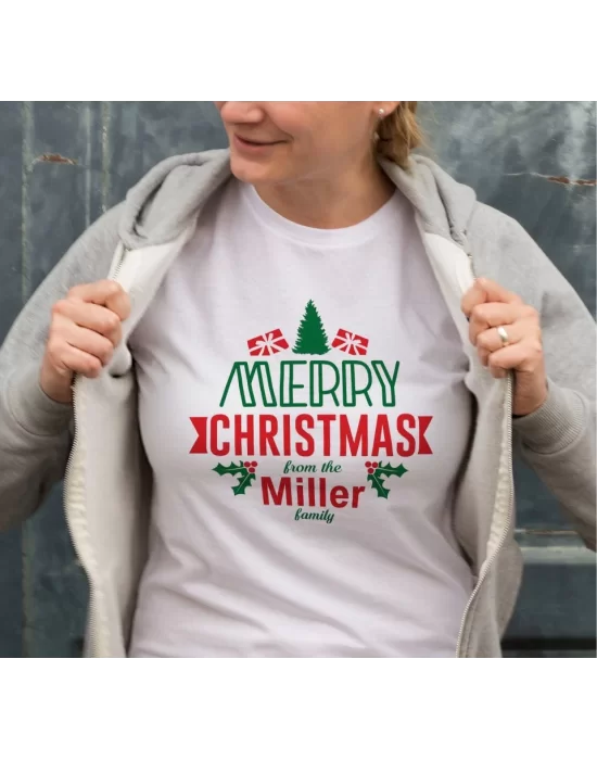 MERRY CHRISTMAS From The Miller Baskılı T-shirt - Beyaz
