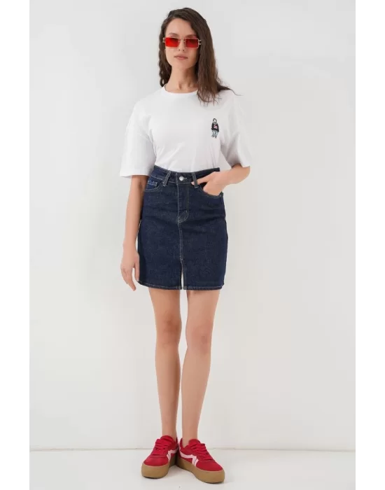 Mini Kot Etek 8037 - Lacivert