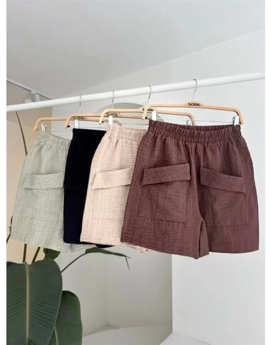 Mini Yelekli Şortlu Keten Takım 10176-08