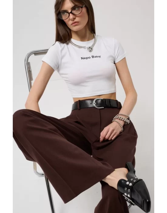 Nepo Baskılı Crop T-Shirt
