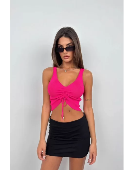 Ön Büzgülü Crop Bluz