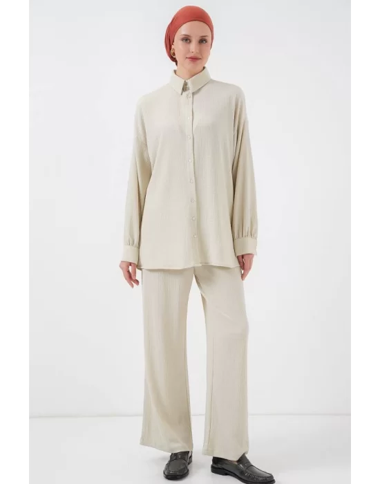 Örme Tesettür Alt Üst Takım 6711 - Taş