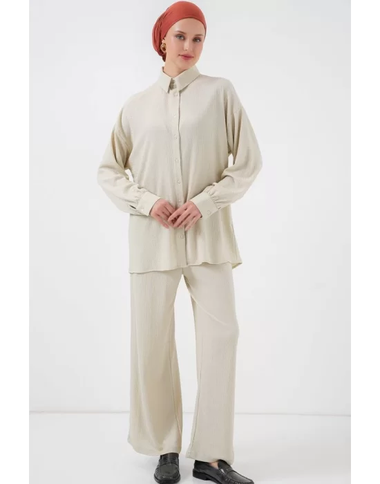 Örme Tesettür Alt Üst Takım 6711 - Taş