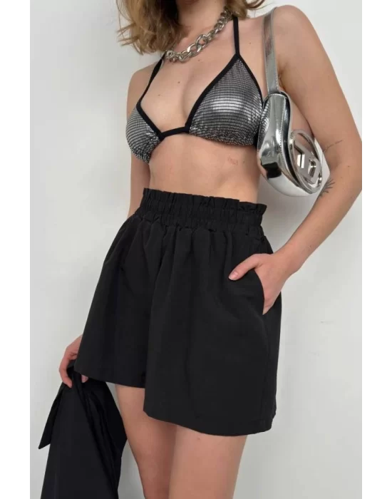 Oversize Gömlek Büzgülü Şort Takım