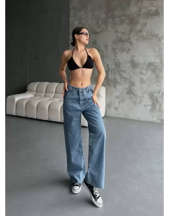 Palazzo Jeans Pantalon - Mavi