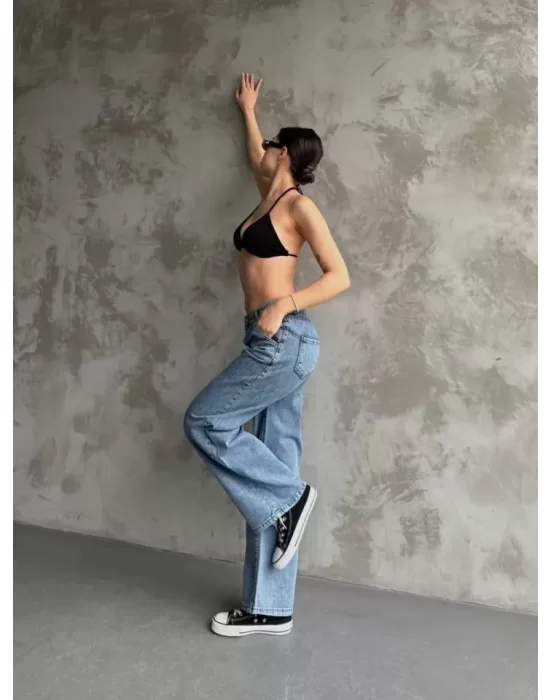 Palazzo Jeans Pantalon - Mavi
